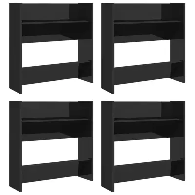 vidaXL Stenske omare za čevlje 4 kosi visok sijaj črne 60x18x80 cm