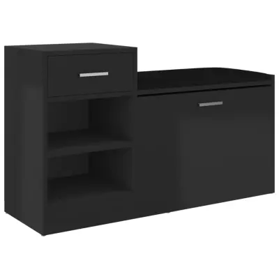vidaXL Klop za čevlje visok sijaj črna 94,5x31x57 cm inženirski les
