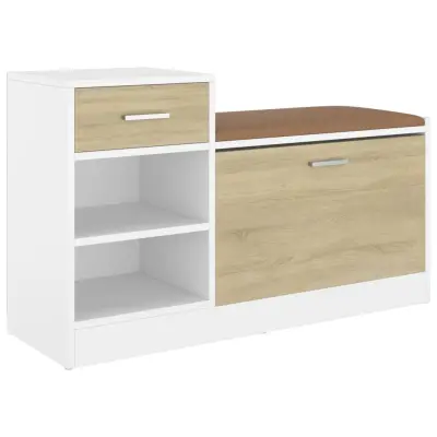 vidaXL Klop za čevlje bela sonoma hrast 94,5x31x57 cm inženirski les