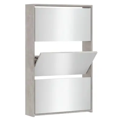 vidaXL Omarica za čevlje z ogledalom 3-nadstropna siva 63x17x102,5 cm
