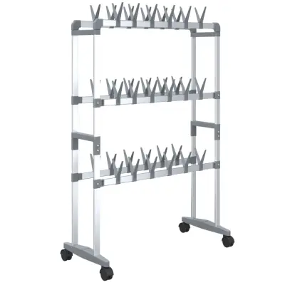 vidaXL Stojalo za čevlje s kolesi srebrno 66x27x100 cm
