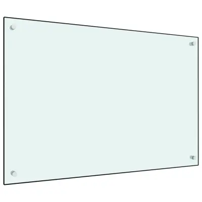 vidaXL Kuhinjska zaščitna obloga bela 90x60 cm kaljeno steklo