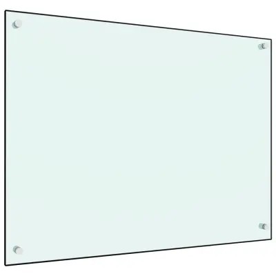 vidaXL Kuhinjska zaščitna obloga bela 80x60 cm kaljeno steklo