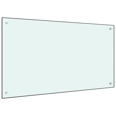 vidaXL Kuhinjska zaščitna obloga bela 100x60 cm kaljeno steklo