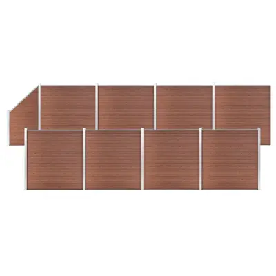 vidaXL WPC ograjni paneli 8 kvadratnih + 1 poševni 1484x186 cm rjavi