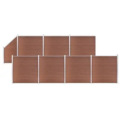 vidaXL WPC ograjni paneli 7 kvadratnih + 1 poševni 1311x186 cm rjavi