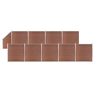 vidaXL WPC ograjni paneli 9 kvadratnih + 1 poševni 1657x186 cm rjavi