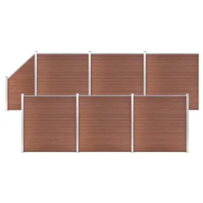 vidaXL WPC ograjni paneli 6 kvadratnih + 1 poševni 1138x186 cm rjavi