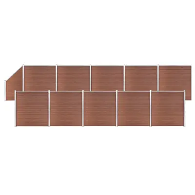 vidaXL WPC ograjni paneli 10 kvadratnih + 1 poševni 1830x186 cm rjavi
