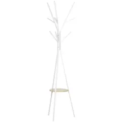 HOMCOM Sodobno pokončno stojalo za plašče za predsobo, belo, 45x45x180 cm