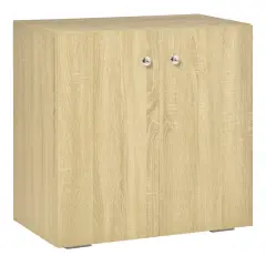 HOMCOM večnamenska omara z dvema vratoma, lesena omara za dnevno sobo ali pisarno z aluminijastimi ročaji, 70x39x70cm