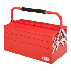 Kovinska zložljiva škatla za orodje DURHAND s 5 pladnji in 3 policami, rdeča