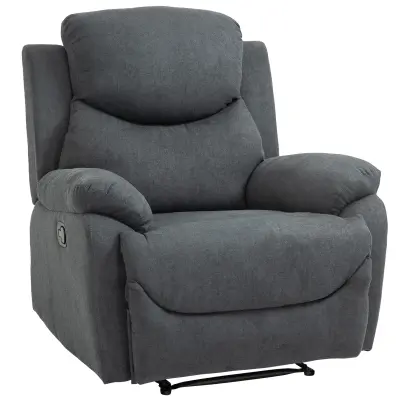 HOMCOM Ročni fotelj Relax v sivi laneni barvi, z naslonom za hrbet, ki se nagne do 150°, in naslonom za noge, za dom in pisarno, 97x96x105,5 cm