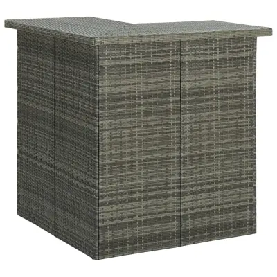 vidaXL Kotna barska miza siva 100x50x105 cm poli ratan