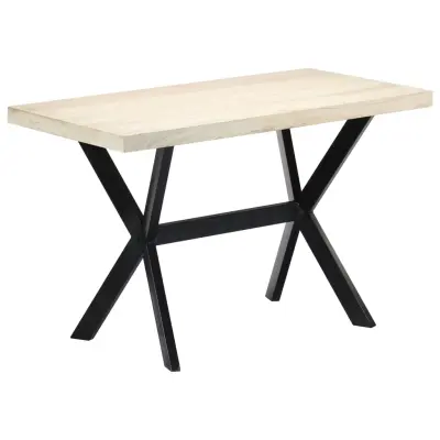 vidaXL Jedilna miza bela 120x60x75 cm trden mangov les