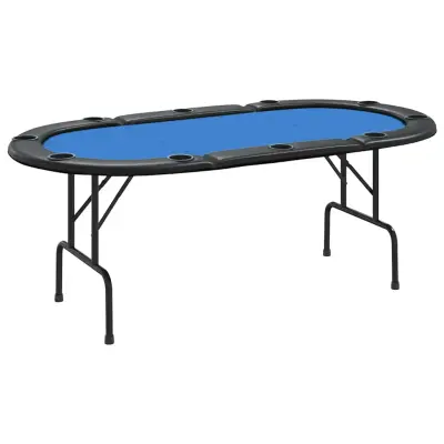 vidaXL Zložljiva poker miza za 10 igralcev modra 207x106x76 cm