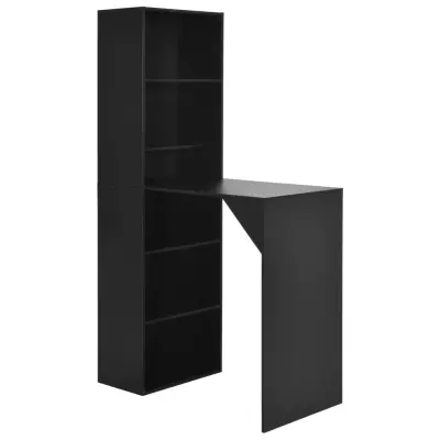 vidaXL Barska miza z omarico črna 115x59x200 cm