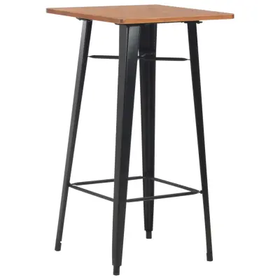 vidaXL Barska miza iz trdne borovine in jekla 60x60x108 cm črna