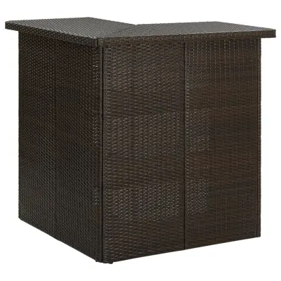 vidaXL Kotna barska miza rjava 100x50x105 cm poli ratan