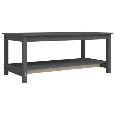 vidaXL Klubska mizica siva 110x55x45 trdna borovina
