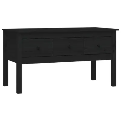 vidaXL Klubska mizica črna 102x49x55 trdna borovina