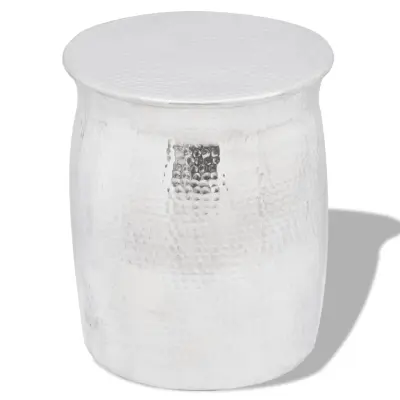 vidaXL Sploščen aluminijast stolček/odstavna mizica srebrna