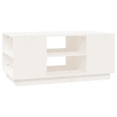 vidaXL Klubska mizica bela 90x49x40,5 trdna borovina