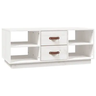 vidaXL Klubska mizica bela 100x50x41 trdna borovina