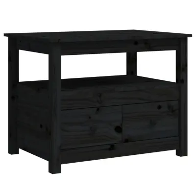 vidaXL Klubska mizica črna 71x49x55 cm trdna borovina