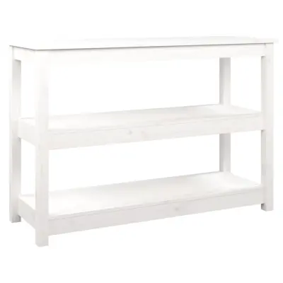 vidaXL Konzolna mizica bela 110x40x74 cm trdna borovina