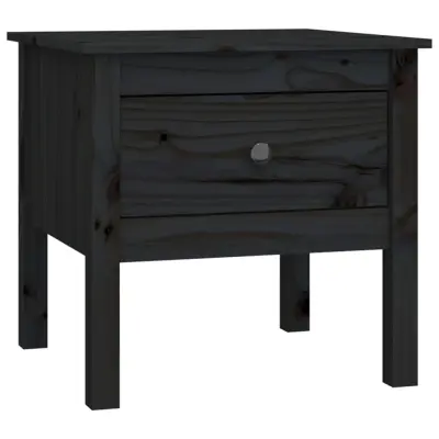 vidaXL Stranska mizica črna 50x50x49 cm trdna borovina