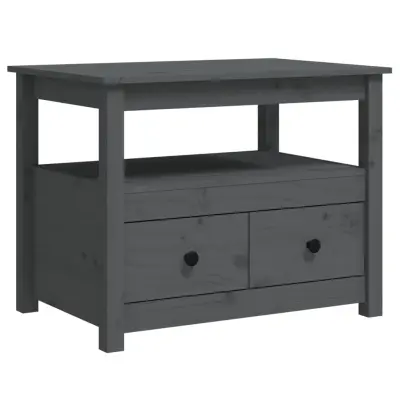 vidaXL Klubska mizica siva 71x49x55 cm trdna borovina