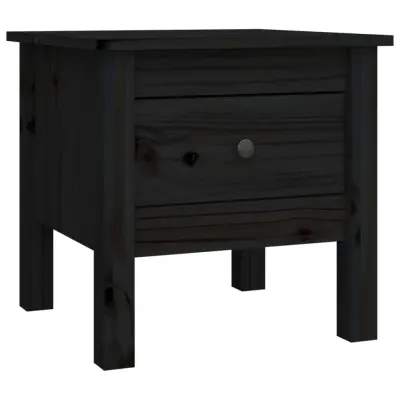 vidaXL Stranska mizica črna 40x40x39 cm trdna borovina