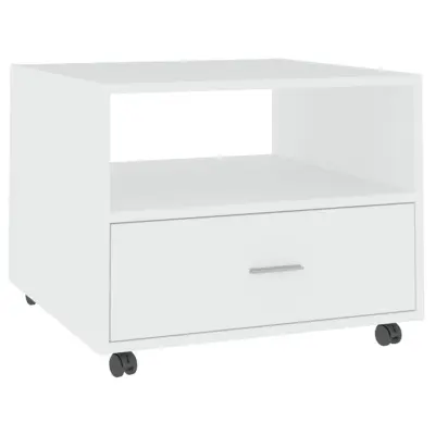 vidaXL Klubska mizica bela 55x55x40 cm konstruiran les