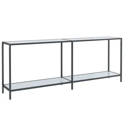 vidaXL Konzolna mizica bela 200x35x75,5 cm kaljeno steklo