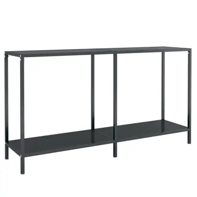 vidaXL Konzolna mizica črna 140x35x75,5 cm kaljeno steklo