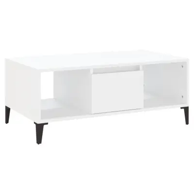 vidaXL Klubska mizica bela 90x50x36,5 cm inženirski les