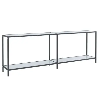 vidaXL Konzolna mizica bela 220x35x75,5 cm kaljeno steklo