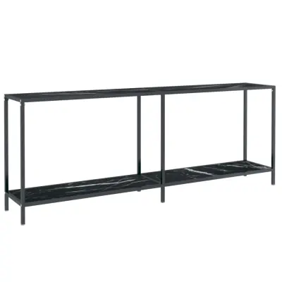 vidaXL Konzolna mizica črna 200x35x75,5 cm kaljeno steklo
