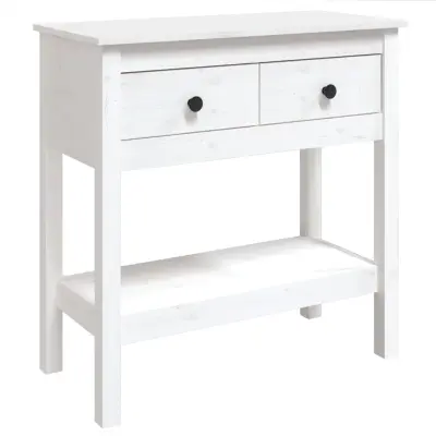 vidaXL Konzolna mizica bela 75x35x75 cm trdna borovina