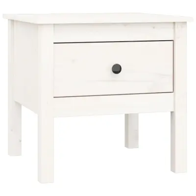vidaXL Stranska mizica bela 50x50x49 cm trdna borovina