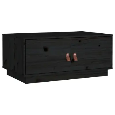 vidaXL Klubska mizica črna 80x50x35 cm trdna borovina
