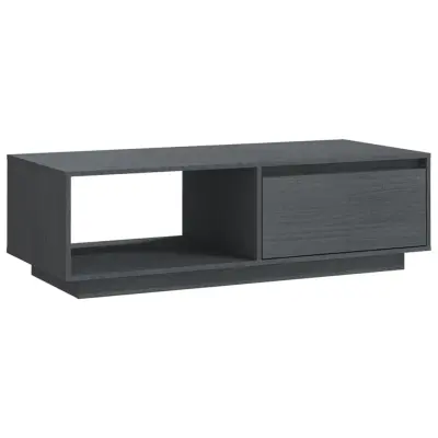 vidaXL Klubska mizica siva 110x50x33,5 cm trdna borovina