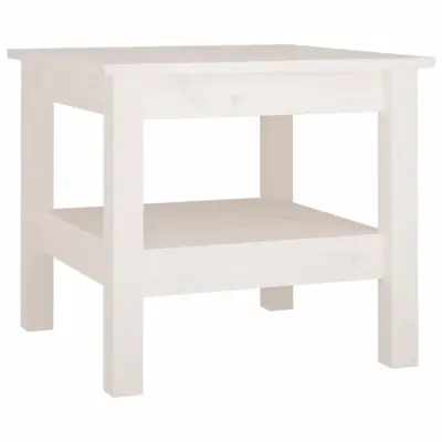 vidaXL Klubska mizica bela 45x45x40 cm trdna borovina