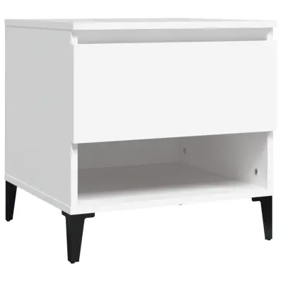 vidaXL Stranska mizica bela 50x46x50 cm inženirski les