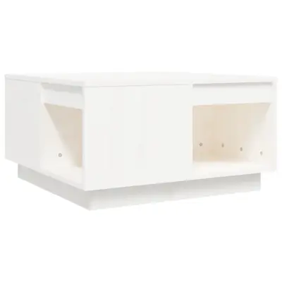 vidaXL Klubska mizica bela 60x61x32,5 cm trdna borovina