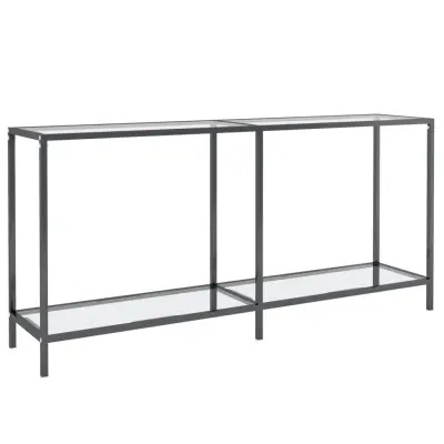 vidaXL Konzolna mizica prozorna 160x35x75,5 cm kaljeno steklo