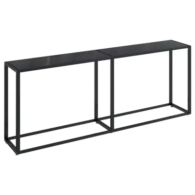 vidaXL Konzolna mizica črna 200x35x75,5 cm kaljeno steklo