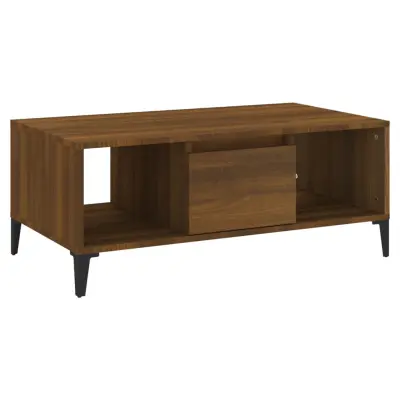 vidaXL Klubska mizica rjav hrast 90x50x36,5 cm inženirski les