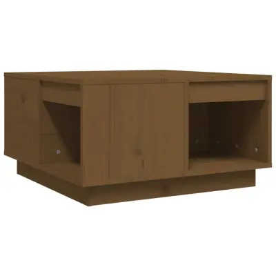 vidaXL Klubska mizica medeno rjava 60x61x32,5 cm trdna borovina
